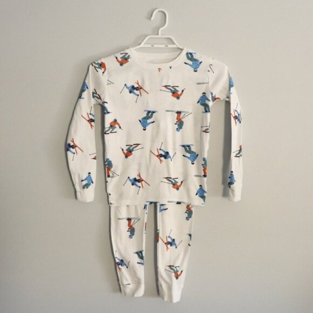 Carter's White Boys Sz 10/10A 2-Piece Ski Pajama Sleep Long Sleeve + Pants Set